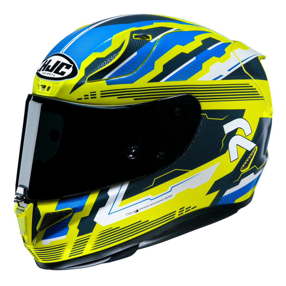 Capacete Hjc Rpha 11 Stobon Amarelo Azul e Branco