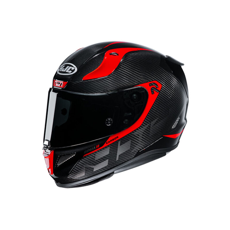 Capacete Hjc Rpha 11 Carbon Bleer Preto e Vermelho