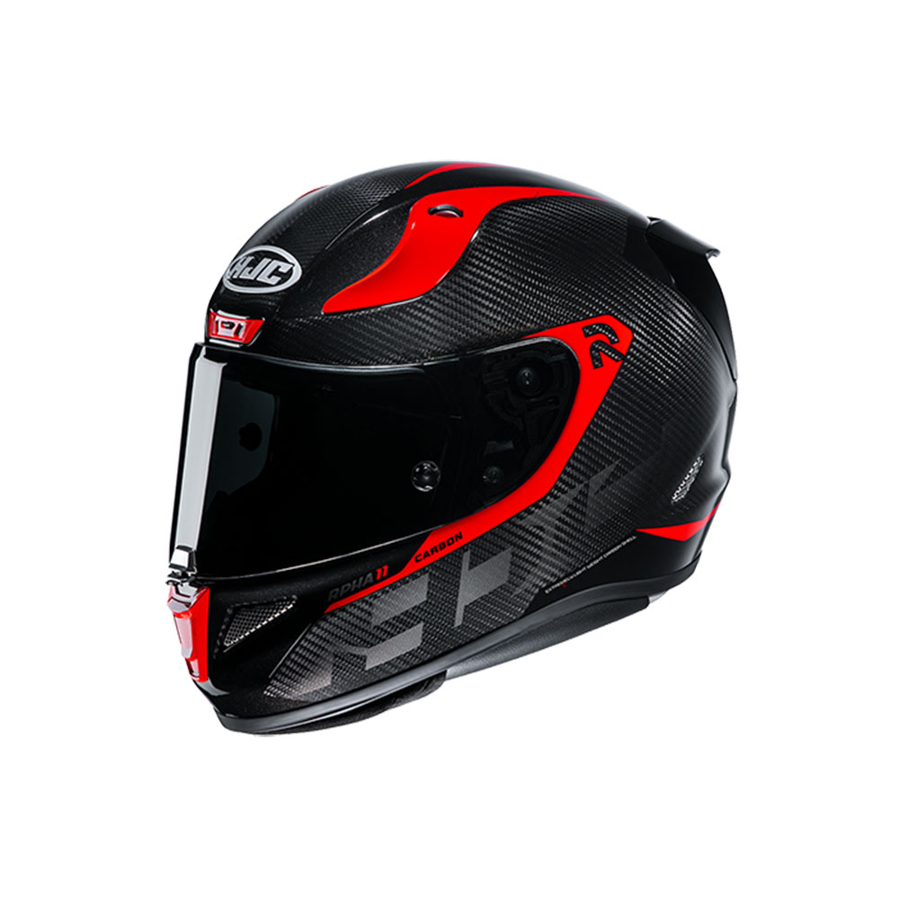 Capacete Hjc Rpha 11 Carbon Bleer Preto e Vermelho