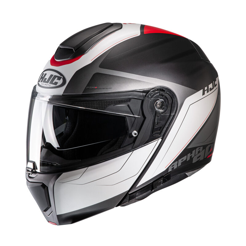 Capacete Hjc Rpha 90S Cadan Preto Cinza Branco e Vermelho
