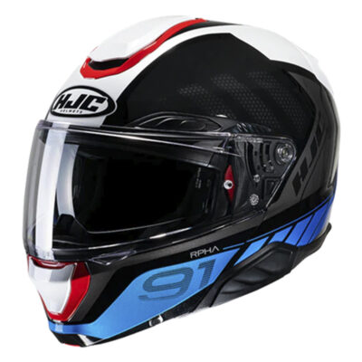 Capacete Hjc Rpha 91 Rafino Preto Branco Azul e Vermelho
