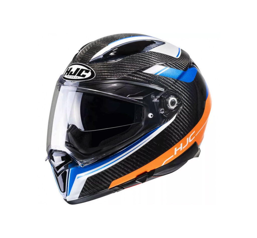 Capacete Hjc F70 Carbon Ubis Preto Azul e Laranja