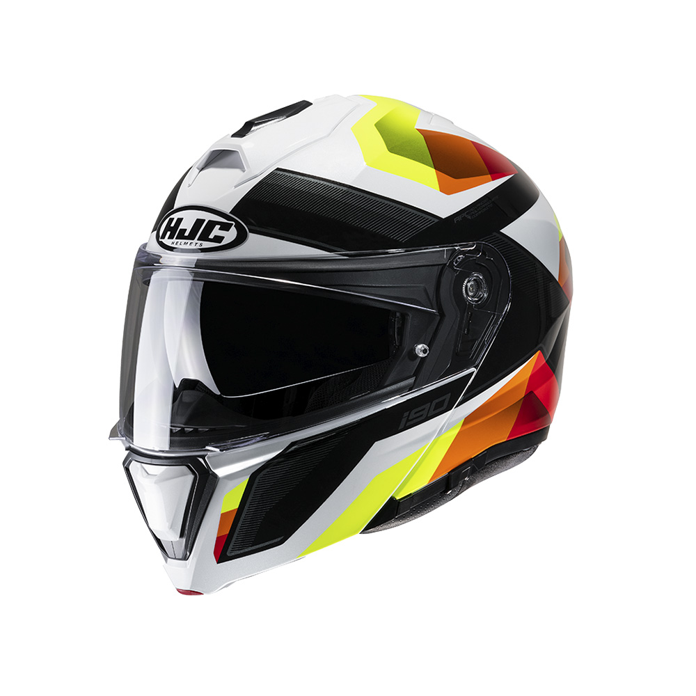 Capacete Hjc I90 Lark Amarelo Laranja Branco e Preto