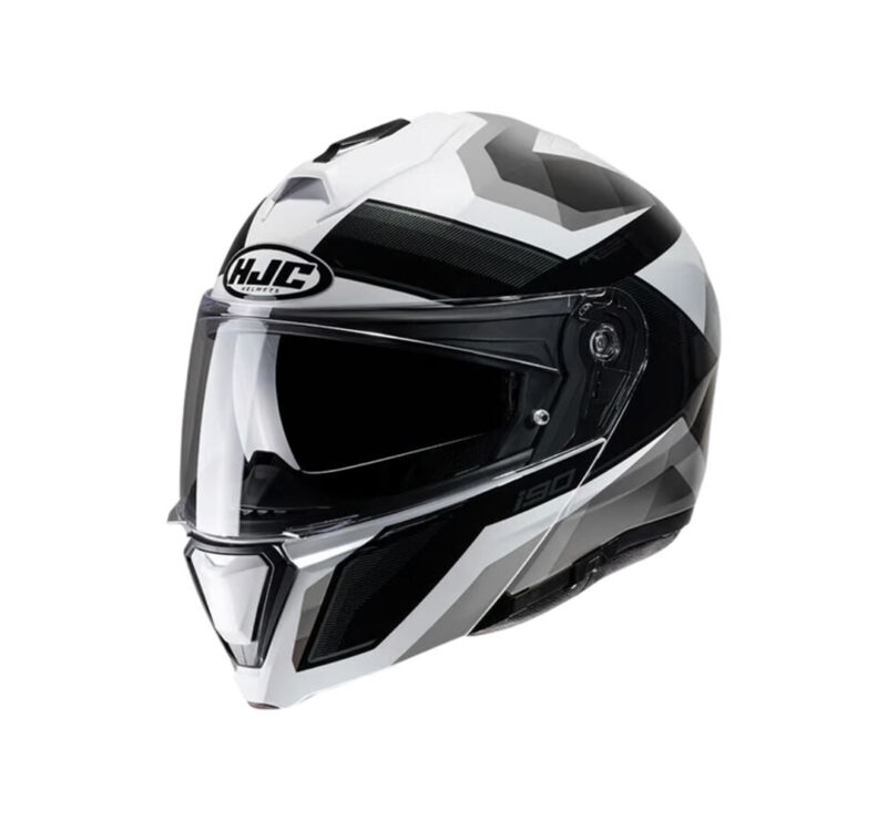 Capacete Hjc I90 Lark Preto Branco e Cinza e Preto