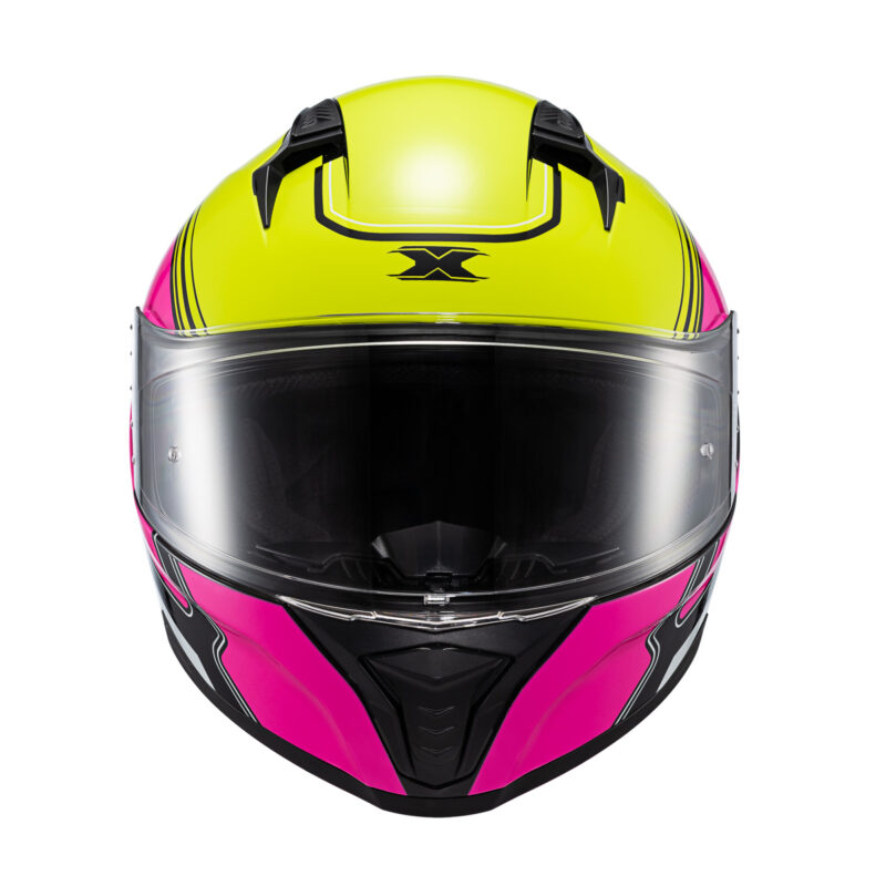 Capacete Texx Fecha Raptor HORNET Verd Ros Branc Bril