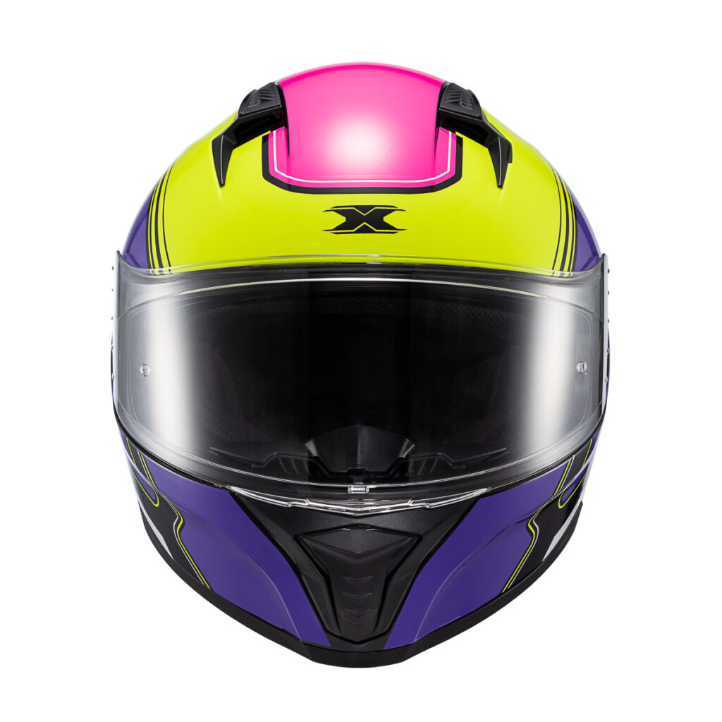 Capacete Texx Fecha Raptor HORNET Verd Rox Branc Ros Bril