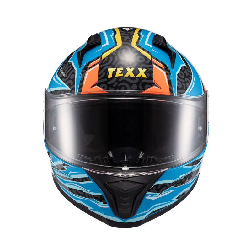 Capacete Texx Fecha Raptor Arcade Azu Verm Amare Bril