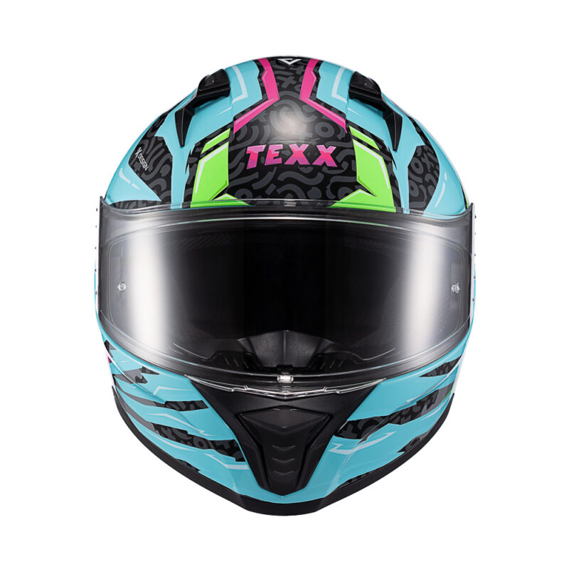 Capacete Texx Fecha Raptor Arcade Azu Verd Ros Bril